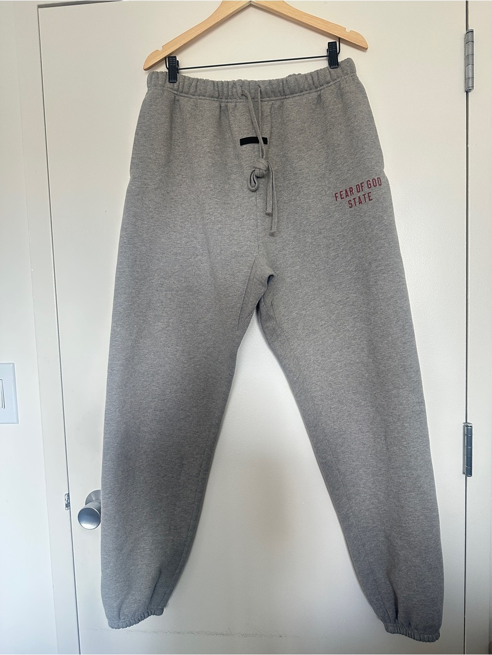 Essentials Grey Sweatpants with Black Logo Tab